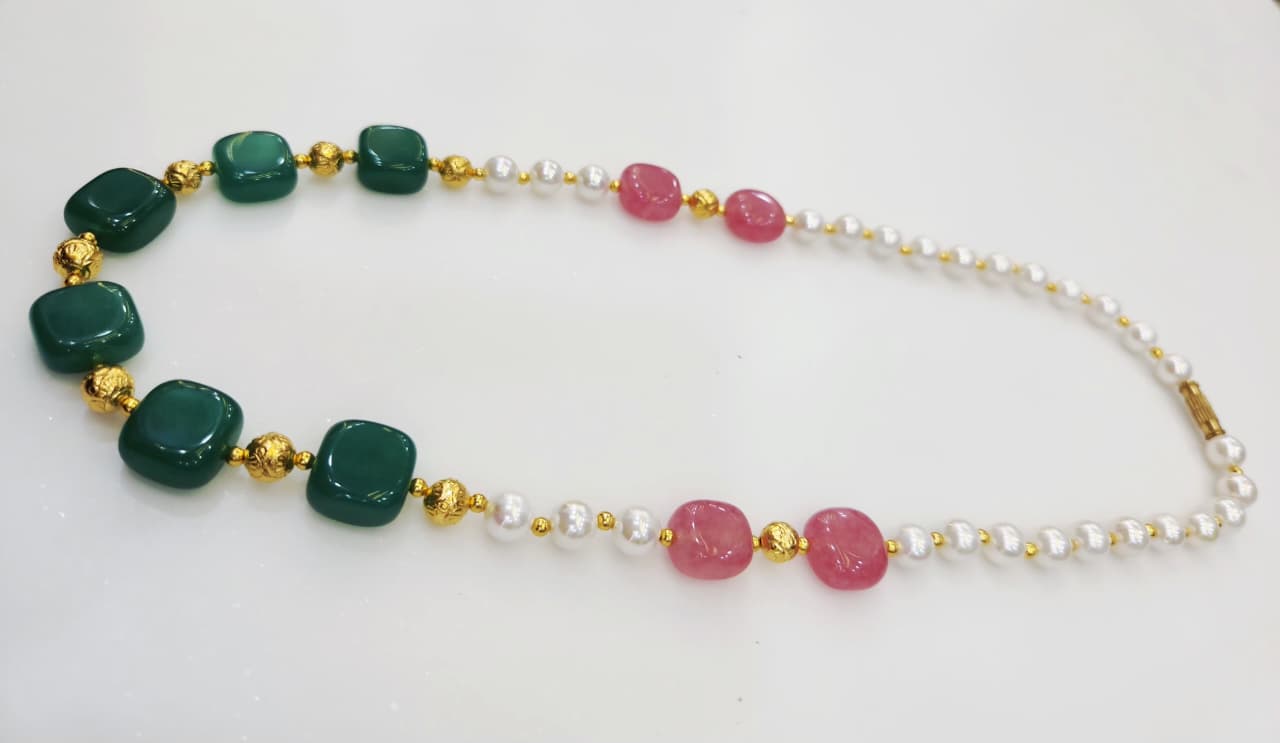 Emerald Blush Pearl Necklace